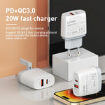 LDNIO Q229 QC3.0 / PD20W USB＋Type-C高速充電器 1m Type-C to Type-Cケーブル付き、EUプラグ、UKプラグ、USプラグ