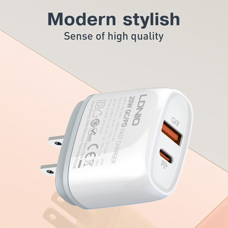 LDNIO Q229 QC3.0 / PD20W USB＋Type-C高速充電器 1m Type-C to Type-Cケーブル付き、EUプラグ、UKプラグ、USプラグ
