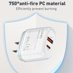 LDNIO Q229 QC3.0 / PD20W USB＋Type-C高速充電器 1m Type-C to Type-Cケーブル付き、EUプラグ、UKプラグ、USプラグ