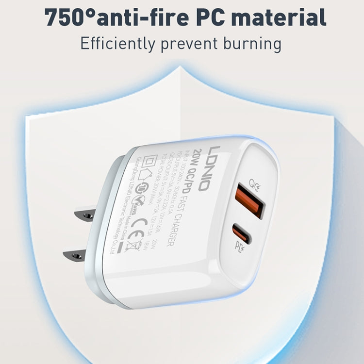 LDNIO Q229 QC3.0 / PD20W USB＋Type-C高速充電器 1m Type-C to Type-Cケーブル付き、EUプラグ、UKプラグ、USプラグ