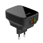 LDNIO Q334 32W Type-C + デュアル USB ポートチャージャー 1m USB-C / Type-C to USB-C / Type-C データケーブル付き、EUプラグ、UKプラグ、USプラグ