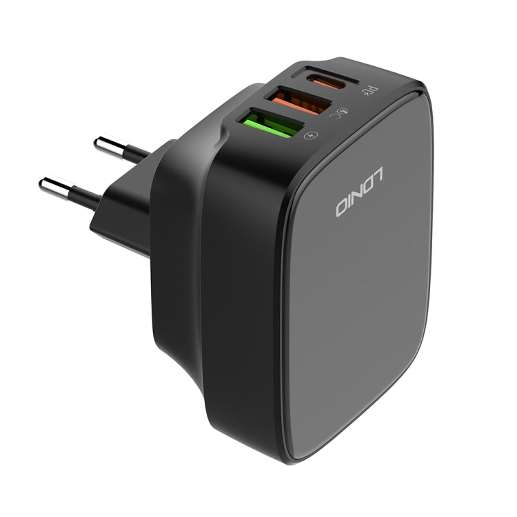 LDNIO Q334 32W Type-C + デュアル USB ポートチャージャー 1m USB-C / Type-C to USB-C / Type-C データケーブル付き、EUプラグ、UKプラグ、USプラグ