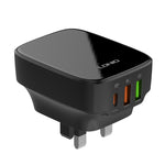 LDNIO Q334 32W Type-C + デュアル USB ポートチャージャー 1m USB-C / Type-C to USB-C / Type-C データケーブル付き、EUプラグ、UKプラグ、USプラグ