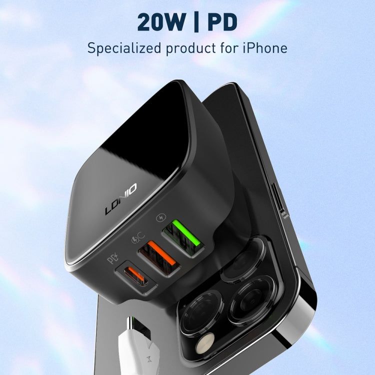 LDNIO Q334 32W Type-C + デュアル USB ポートチャージャー 1m USB-C / Type-C to USB-C / Type-C データケーブル付き、EUプラグ、UKプラグ、USプラグ