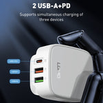 LDNIO Q334 32W Type-C + デュアル USB ポートチャージャー 1m USB-C / Type-C to USB-C / Type-C データケーブル付き、EUプラグ、UKプラグ、USプラグ