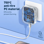 LDNIO Q334 32W Type-C + デュアル USB ポートチャージャー 1m USB-C / Type-C to USB-C / Type-C データケーブル付き、EUプラグ、UKプラグ、USプラグ