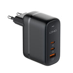 LDNIO Q366 65W USB + デュアル Type-C ポートチャージャー 1m USB-C / Type-C to USB-C / Type-C データケーブル付き、EUプラグ、UKプラグ、USプラグ