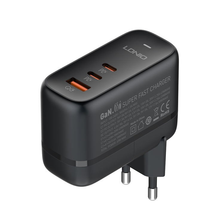 LDNIO Q366 65W USB + デュアル Type-C ポートチャージャー 1m USB-C / Type-C to USB-C / Type-C データケーブル付き、EUプラグ、UKプラグ、USプラグ