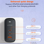 LDNIO Q366 65W USB + デュアル Type-C ポートチャージャー 1m USB-C / Type-C to USB-C / Type-C データケーブル付き、EUプラグ、UKプラグ、USプラグ
