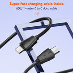 LDNIO Q366 65W USB + デュアル Type-C ポートチャージャー 1m USB-C / Type-C to USB-C / Type-C データケーブル付き、EUプラグ、UKプラグ、USプラグ