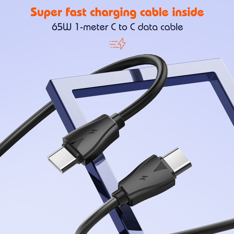 LDNIO Q366 65W USB + デュアル Type-C ポートチャージャー 1m USB-C / Type-C to USB-C / Type-C データケーブル付き、EUプラグ、UKプラグ、USプラグ