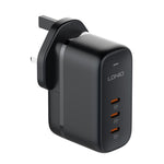 LDNIO Q367 65W GaN 3ポート USB-C / Type-C インターフェースチャージャー 1m USB-C / Type-C to USB-C / Type-C データケーブル付き、EUプラグ、UKプラグ、USプラグ
