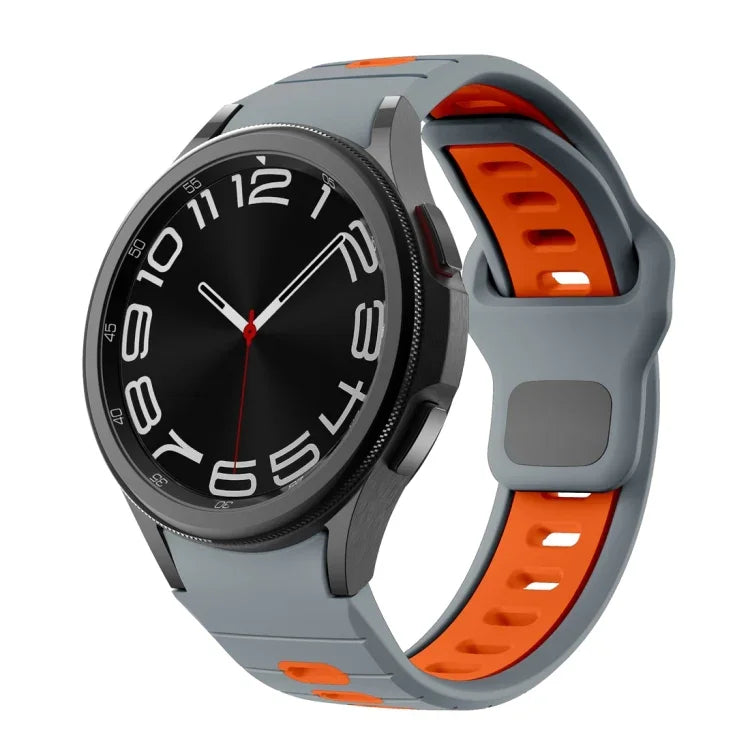 ツートンストライプリバースバックルシリコンウォッチバンド、Samsung Galaxy Watch 7 / 6用