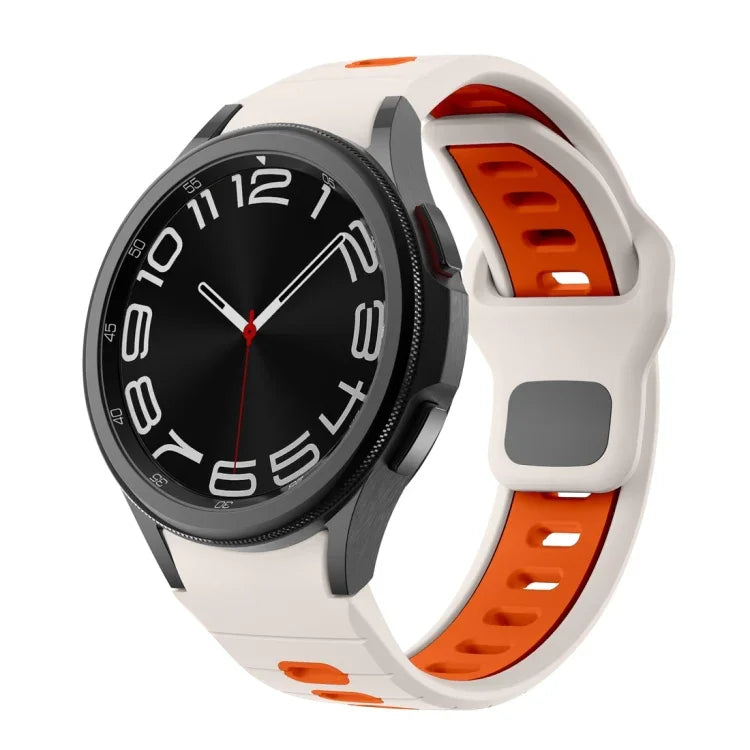 ツートンストライプリバースバックルシリコンウォッチバンド、Samsung Galaxy Watch 7 / 6用