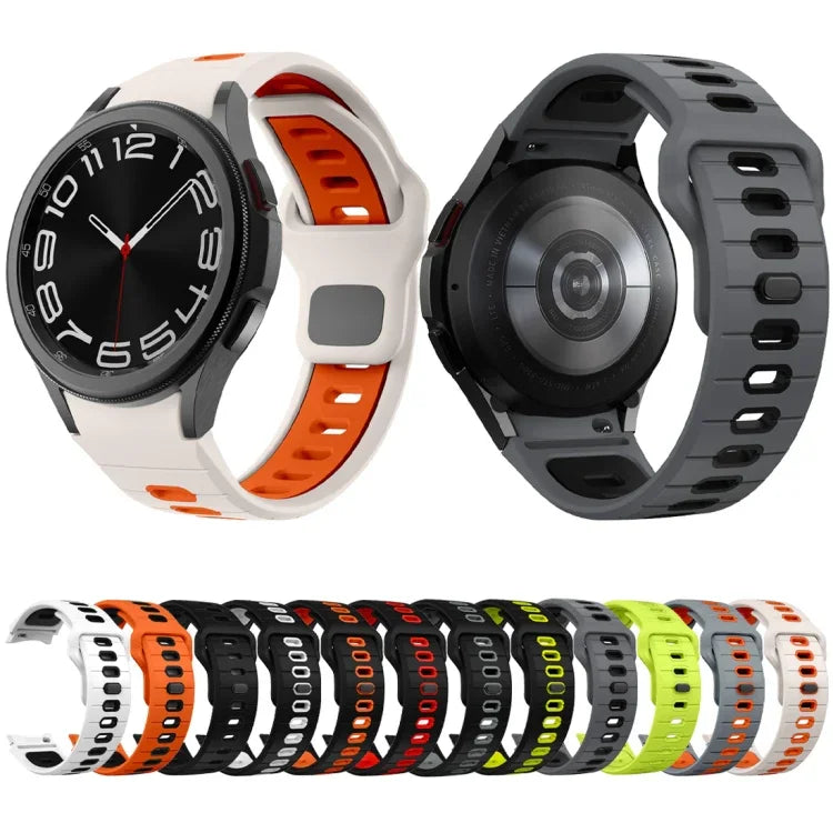 ツートンストライプリバースバックルシリコンウォッチバンド、Samsung Galaxy Watch 7 / 6用