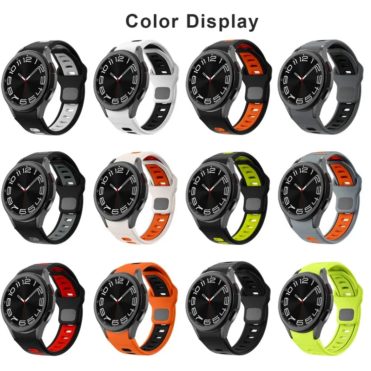 ツートンストライプリバースバックルシリコンウォッチバンド、Samsung Galaxy Watch 7 / 6用