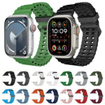 オーシャン 二列穴あき シリコン ウォッチバンド、Apple Watch SE 2023 44mm用、Apple Watch Ultra 2 49mm用、Apple Watch Series 9 45mm用