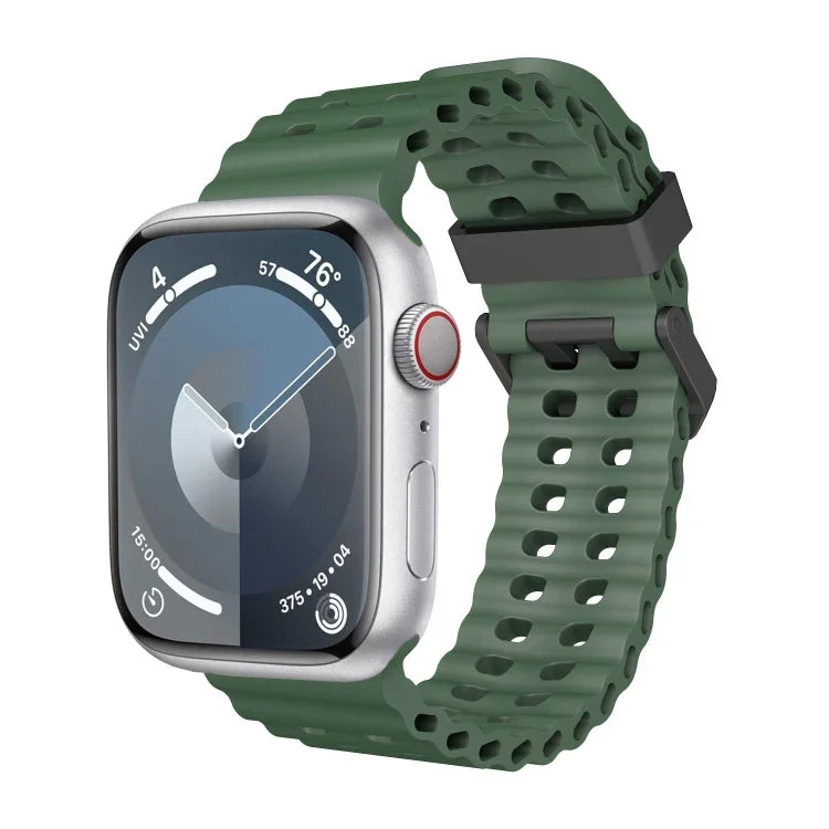 オーシャン 二列穴あき シリコン ウォッチバンド、Apple Watch SE 2023 44mm用、Apple Watch Ultra 2 49mm用、Apple Watch Series 9 45mm用