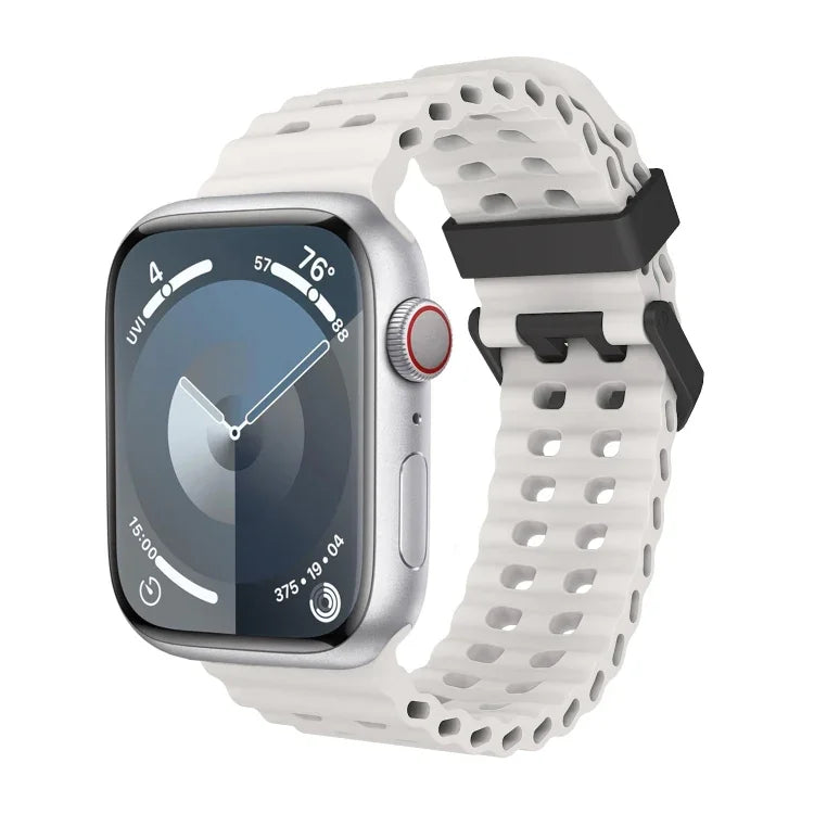 オーシャン 二列穴あき シリコン ウォッチバンド、Apple Watch SE 2023 44mm用、Apple Watch Ultra 2 49mm用、Apple Watch Series 9 45mm用