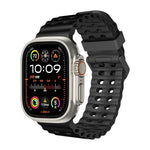 オーシャン 二列穴あき シリコン ウォッチバンド、Apple Watch Ultra 49mm用、Apple Watch Series 8 45mm用、Apple Watch SE 2022 44mm用