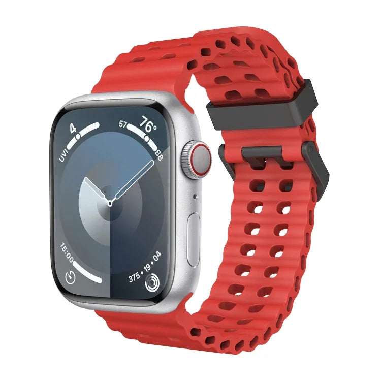 オーシャン 二列穴あき シリコン ウォッチバンド、Apple Watch Ultra 49mm用、Apple Watch Series 8 45mm用、Apple Watch SE 2022 44mm用