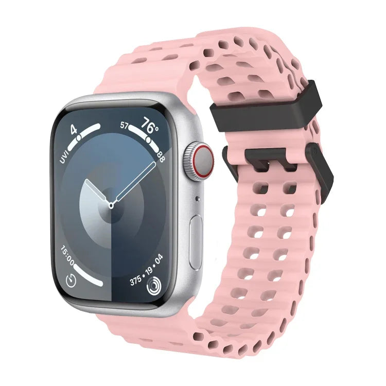オーシャン 二列穴あき シリコン ウォッチバンド、Apple Watch Ultra 49mm用、Apple Watch Series 8 45mm用、Apple Watch SE 2022 44mm用