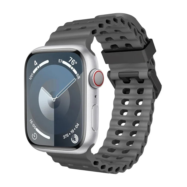 オーシャン 二列穴あき シリコン ウォッチバンド、Apple Watch Series 7 45mm用、Apple Watch SE 44mm用、Apple Watch Series 6 44mm用