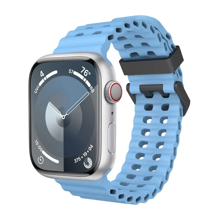 オーシャン 二列穴あき シリコン ウォッチバンド、Apple Watch Series 7 45mm用、Apple Watch SE 44mm用、Apple Watch Series 6 44mm用