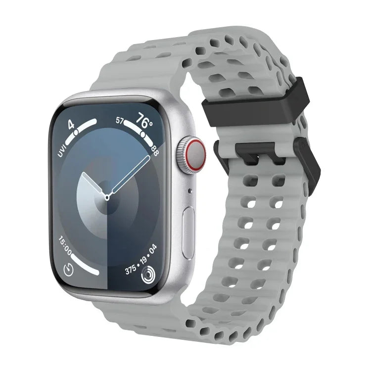 オーシャン 二列穴あき シリコン ウォッチバンド、Apple Watch Series 5 44mm用、Apple Watch Series 4 44mm用、Apple Watch Series 3 42mm用