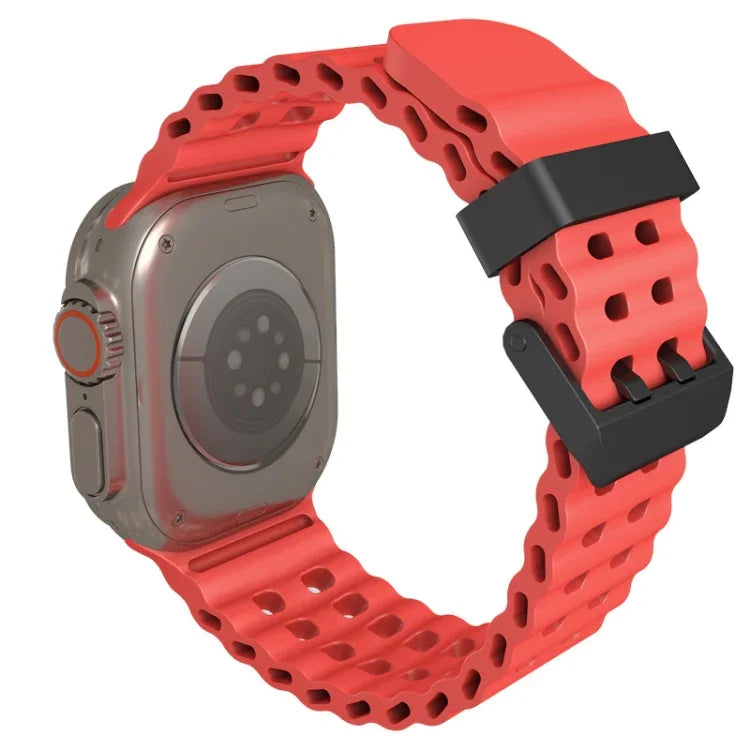 オーシャン 二列穴あき シリコン ウォッチバンド、Apple Watch Series 5 44mm用、Apple Watch Series 4 44mm用、Apple Watch Series 3 42mm用