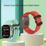 オーシャン 二列穴あき シリコン ウォッチバンド、Apple Watch SE 2023 44mm用、Apple Watch Ultra 2 49mm用、Apple Watch Series 9 45mm用