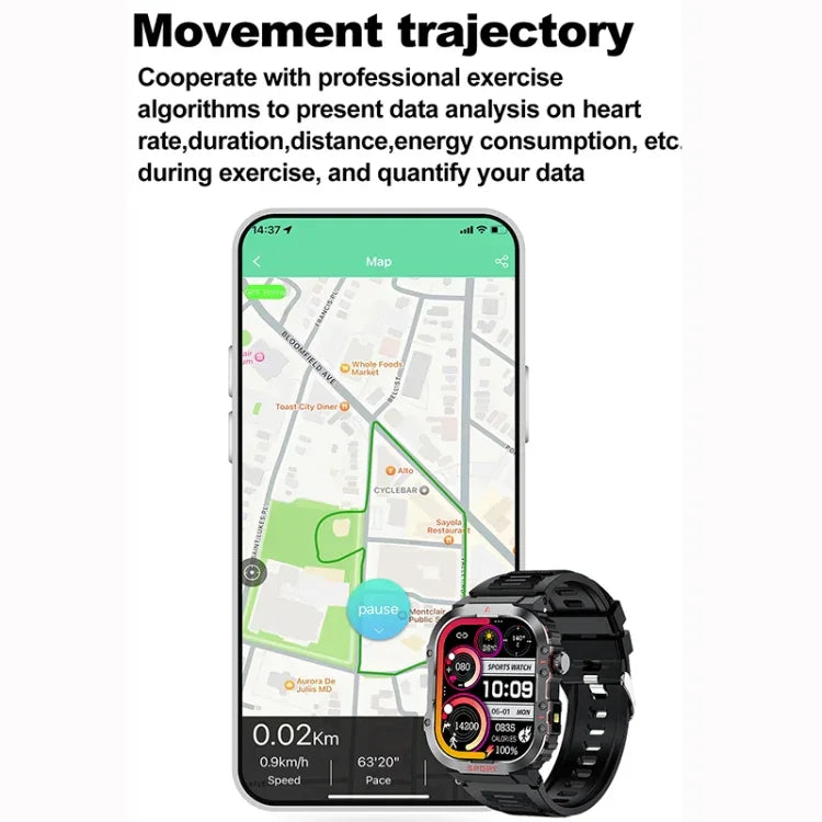 G45 2.01インチスクリーン シリコンストラップ 10m防水スマートウォッチ、懐中電灯／Bluetooth通話／HRV対応