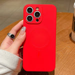 無地リキッドシリコンMagSafe磁気スマホケース、iPhone 16 Pro用、iPhone 16 Plus用、iPhone 16用