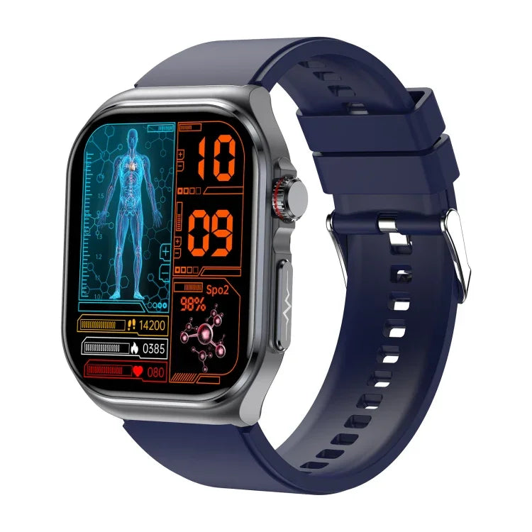 ET585 2.04インチ シリコンストラップ IP68防水スマートウォッチ、心電図（ECG）／血液成分測定対応