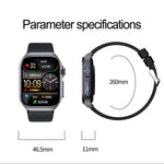 ET585 2.04インチ シリコンストラップ IP68防水スマートウォッチ、心電図（ECG）／血液成分測定対応