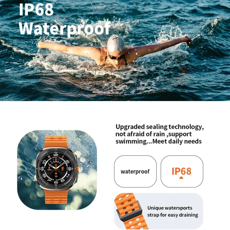 W7 1.43インチ IP68防水スマートウォッチ、座りすぎリマインダー／睡眠モニタリング対応