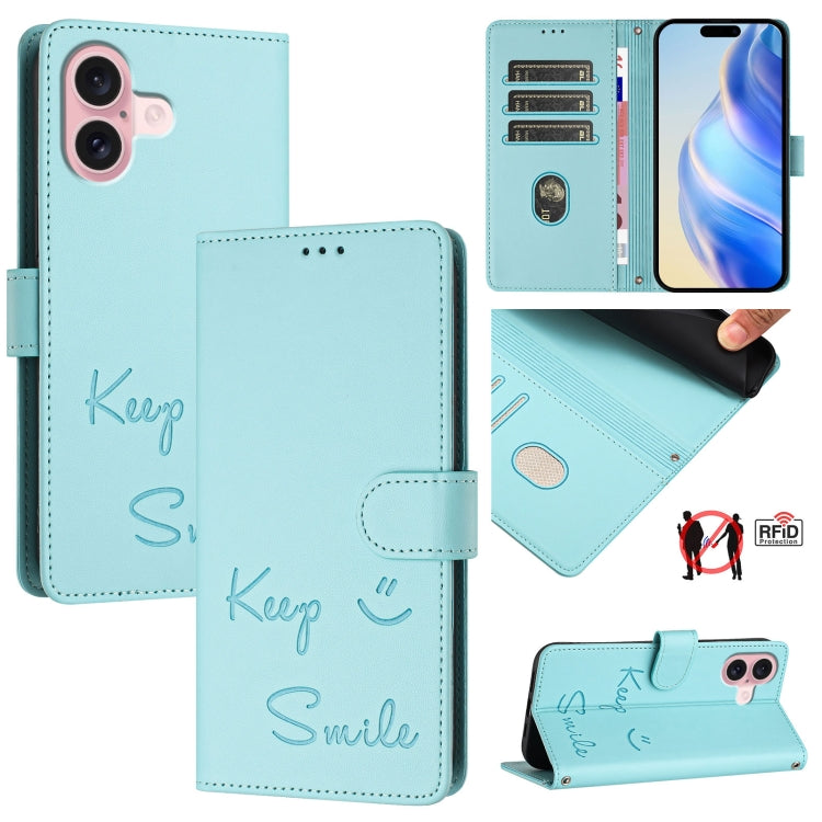 スマイル型押しRFIDレザー電話ケース、iPhone 16用、iPhone 15 Pro Max用、iPhone 15 Pro用、iPhone 15 Plus用、iPhone 15用、iPhone 14 Plus用、iPhone 14 / 13用、iPhone 14 Pro用