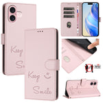 スマイル型押しRFIDレザー電話ケース、iPhone 16用、iPhone 15 Pro Max用、iPhone 15 Pro用、iPhone 15 Plus用、iPhone 15用、iPhone 14 Plus用、iPhone 14 / 13用、iPhone 14 Pro用