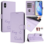 スマイルエンボスRFIDレザースマホケース、iPhone 11 Pro Max用、iPhone 11用、iPhone 11 Pro用、iPod Touch 7 / 6 / 5用、iPhone X / XS用、iPhone XR用、iPhone XS Max用、iPhone 8 Plus / 7 Plus用