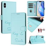 スマイルエンボスRFIDレザースマホケース、iPhone 11 Pro Max用、iPhone 11用、iPhone 11 Pro用、iPod Touch 7 / 6 / 5用、iPhone X / XS用、iPhone XR用、iPhone XS Max用、iPhone 8 Plus / 7 Plus用