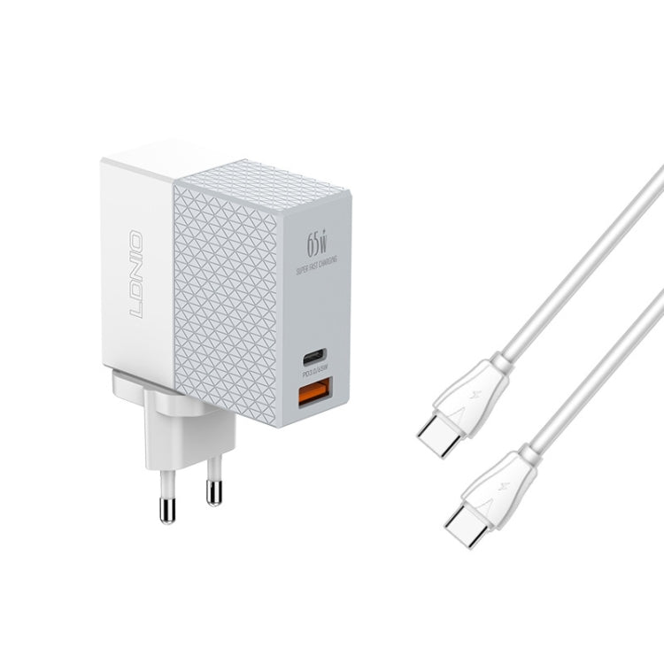 LDNIO A2620C PD3.0 65W USB電源アダプター トラベル充電器 Type-C to Type-C ケーブル付き、EUプラグ、USプラグ、UKプラグ