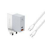 LDNIO A2620C PD3.0 65W USB電源アダプター トラベル充電器 Type-C to Type-C ケーブル付き、EUプラグ、USプラグ、UKプラグ