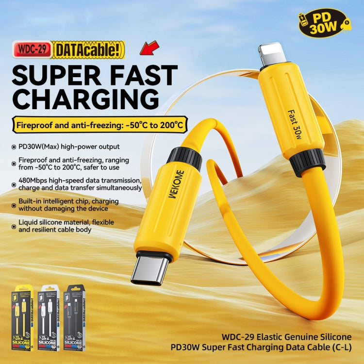 WK WDC-29 弾性本物シリコン1m PD30W Type-Cから8ピン高速充電データケーブル、WDC-29