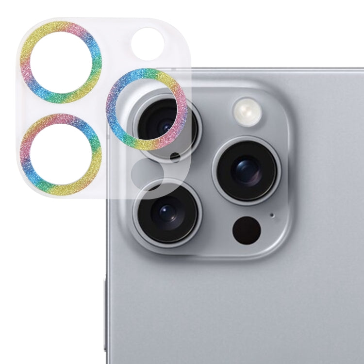 グリッターリング強化ガラスカメラレンズフィルム、iPhone 17用、iPhone 16 Pro / 16 Pro Max用、iPhone 16 / 16 Plus用