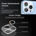 グリッターリング強化ガラスカメラレンズフィルム、iPhone 17用、iPhone 16 Pro / 16 Pro Max用、iPhone 16 / 16 Plus用