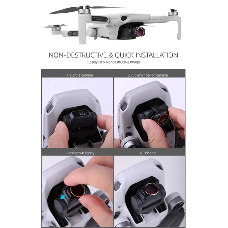 Sunnylife MM-FI9256 DJI Mavic mini用 4-in-1 ドローン ND4+ND8+ND16+ND32 レンズフィルター、ND4+ND8+ND16+ND32