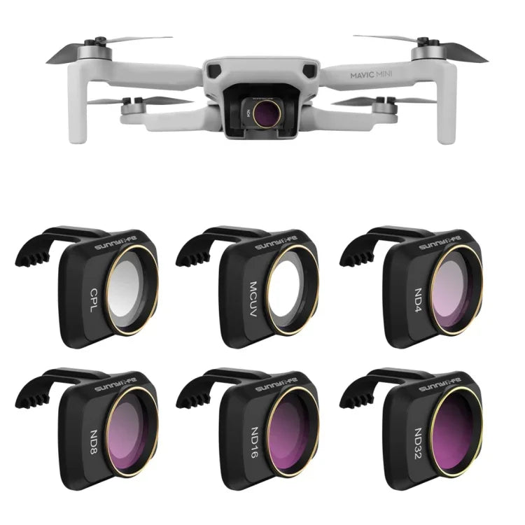 DJI Mavic mini用Sunnylife MM-FI9258 6-in-1ドローンMCUV+CPL+ND4+ND8+ND16+ND32レンズフィルター, MCUV+CPL+ND4+ND8+ND16+ND32