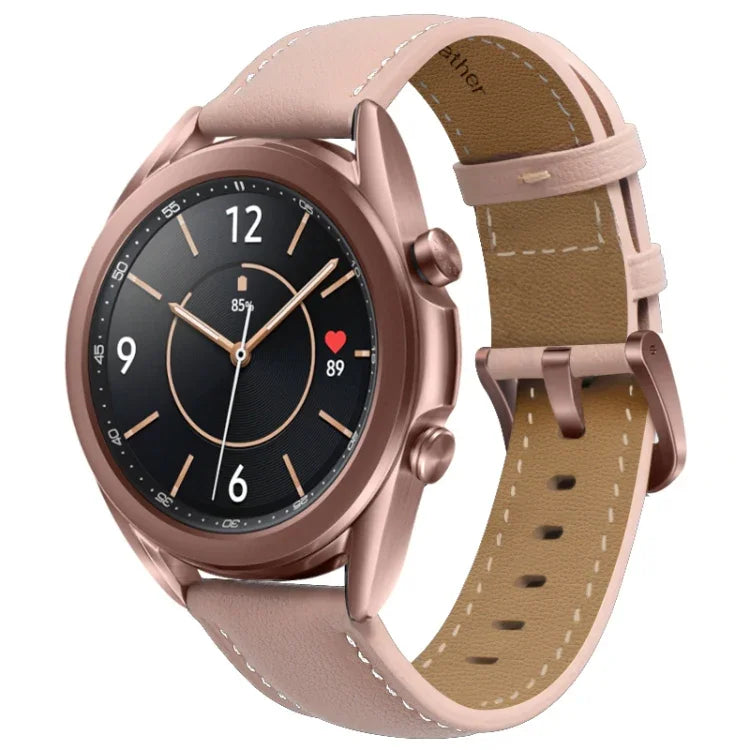 本革シルバーバックル交換用ストラップウォッチバンド、Samsung Galaxy Watch3 45mm用、Samsung Galaxy Watch3 41mm用