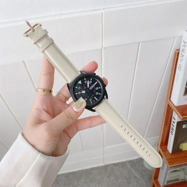 本革シルバーバックル交換用ストラップウォッチバンド、Samsung Galaxy Watch3 45mm用、Samsung Galaxy Watch3 41mm用