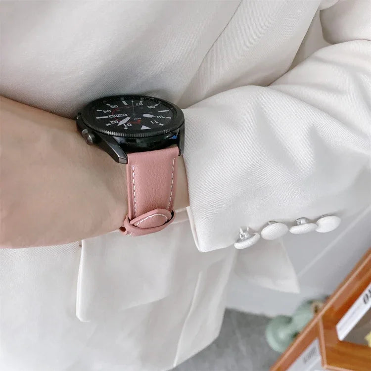 本革シルバーバックル交換用ストラップウォッチバンド、Samsung Galaxy Watch3 45mm用、Samsung Galaxy Watch3 41mm用